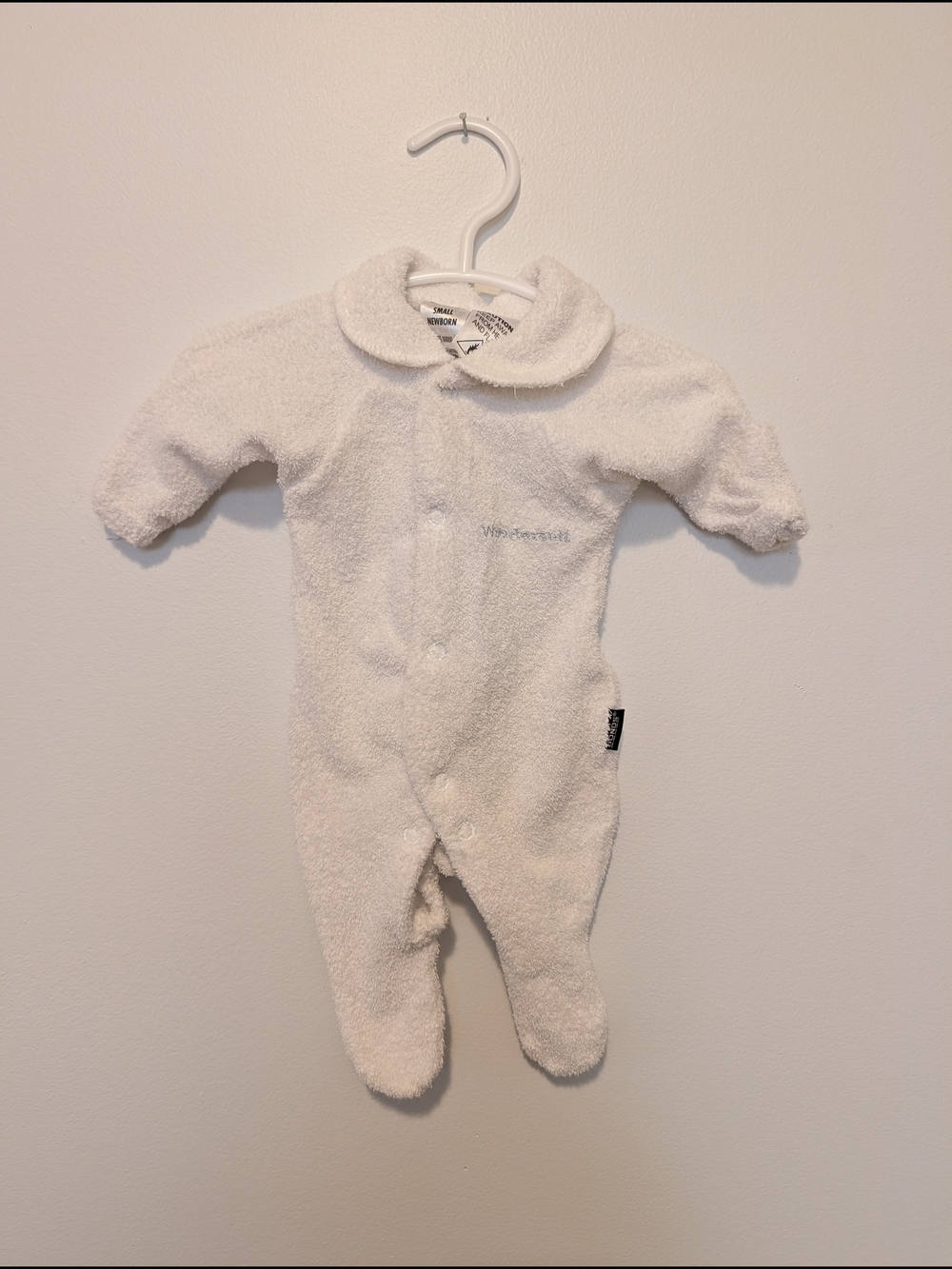 Bonds Cream Sherpa Footed One-Piece with Peter Pan Collar